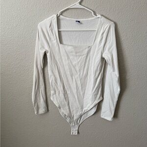 Old Navy White Long Sleeve Ribbed Bodysuit